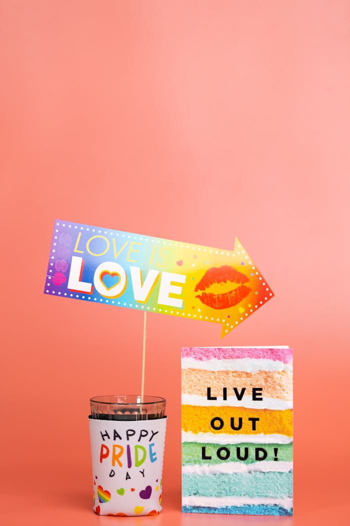 Celebrate love and pride with colorful decor and inspiring messages.